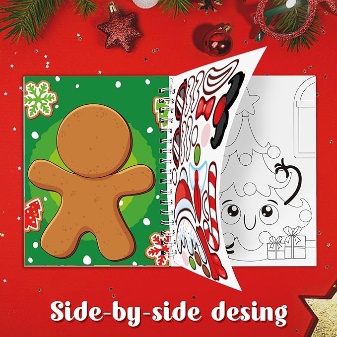 Christmas Sticker Coloring Books 3-Pack,Christmas Toys Activity Pad for Kids Toddlers Ages 2-8(30 Scenes)
