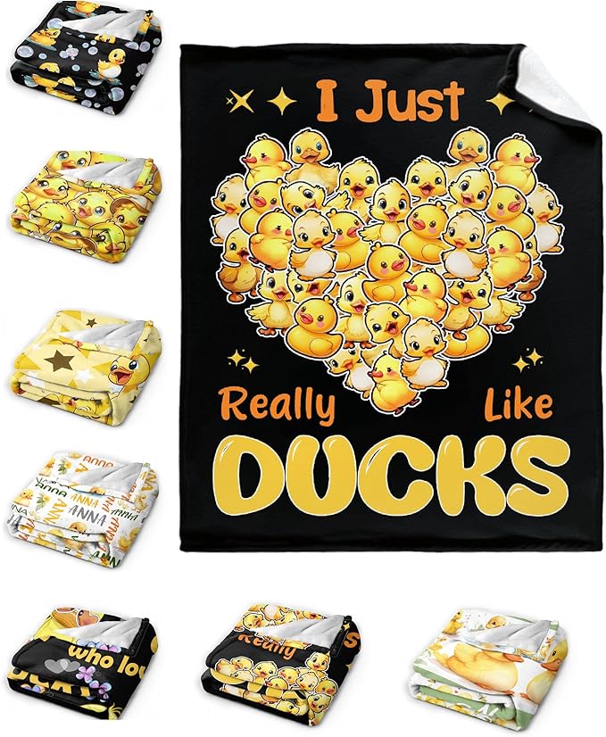 I Just Really Like Ducks Blanket Adult duck Blanket Kids Funny Blanket Suitable for Bedroom bed sofa Crib Couch Chair outdoor All Season Items That Yellow Duck Lovers Will Love 60"x50"for Teens