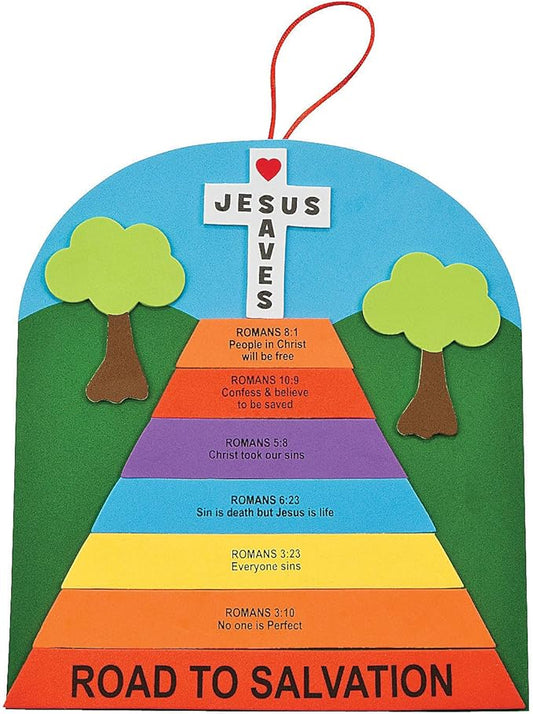 Fun Express Romans Road Sign Craft Kit - Makes 12 - DIY Religious Crafts for Kids and Sunday School Activities