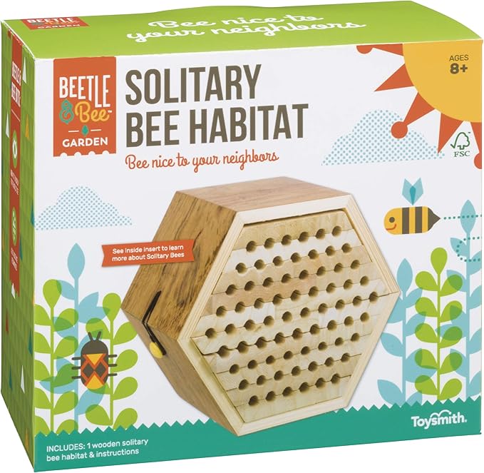 Toysmith Beetle & Bee Solitary Bee Habitat - DIY Kids Art Craft Outdoor Bee Kit, Educational Kit for Kids, No Hardware/No Glue Required, 13 Wooden Pieces, FSC Certified, Intended for Age 8+