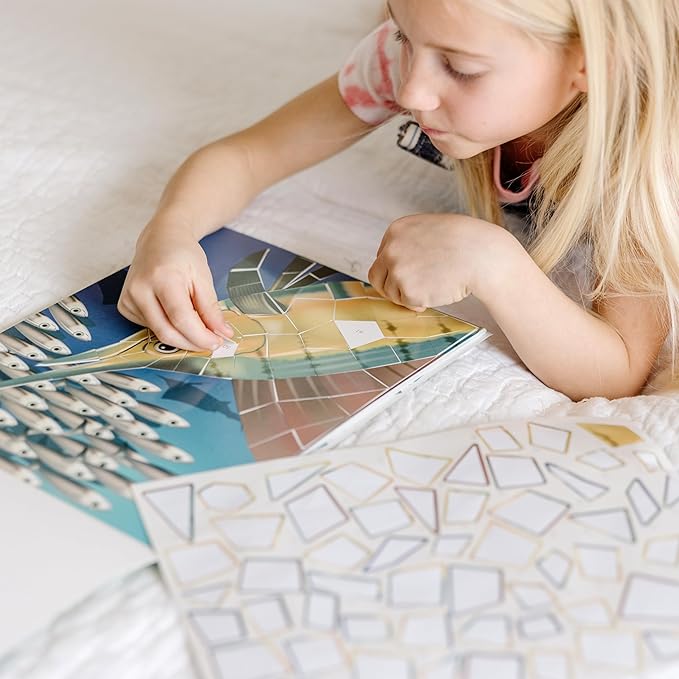 Melissa & Doug Mosaic Sticker Pad Ocean Animals (12 Color Scenes to Complete with 850+ Stickers) - FSC-Certified Materials
