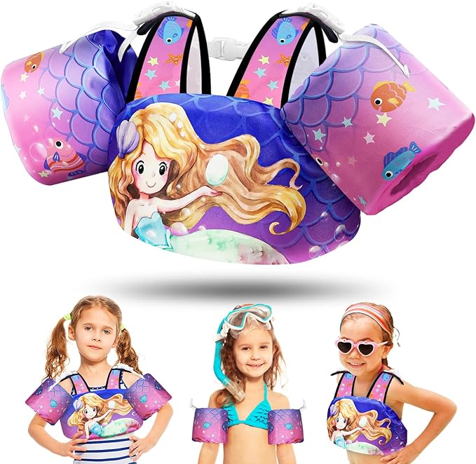 Vvinca Separable Toddler Swim Vest Fit 22-66 Lbs（1-6 Years）|2025 Newest 3 in 1 Pool Float & Arm Bands Boys and Girls, Adjustable Sturdy Safety for Infant 1 2 3 4 5 6 Year