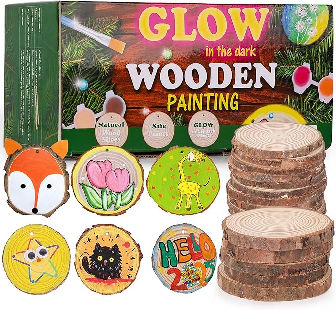Wooden Painting Craft Supplies Kit for Kids, Arts and Crafts for Boys and Girls Ages 6-12, Creative Art Toys Birthday Christmas Gifts for 5 6 7 8 Year Old Girls Boys