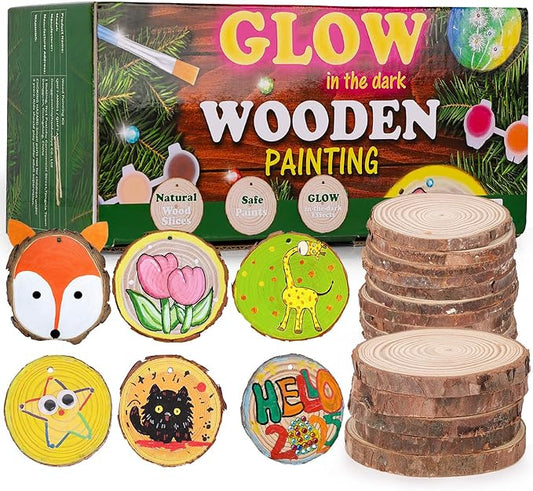 Wooden Painting Craft Supplies Kit for Kids, Arts and Crafts for Boys and Girls Ages 6-12, Creative Art Toys Birthday Christmas Gifts for 5 6 7 8 Year Old Girls Boys
