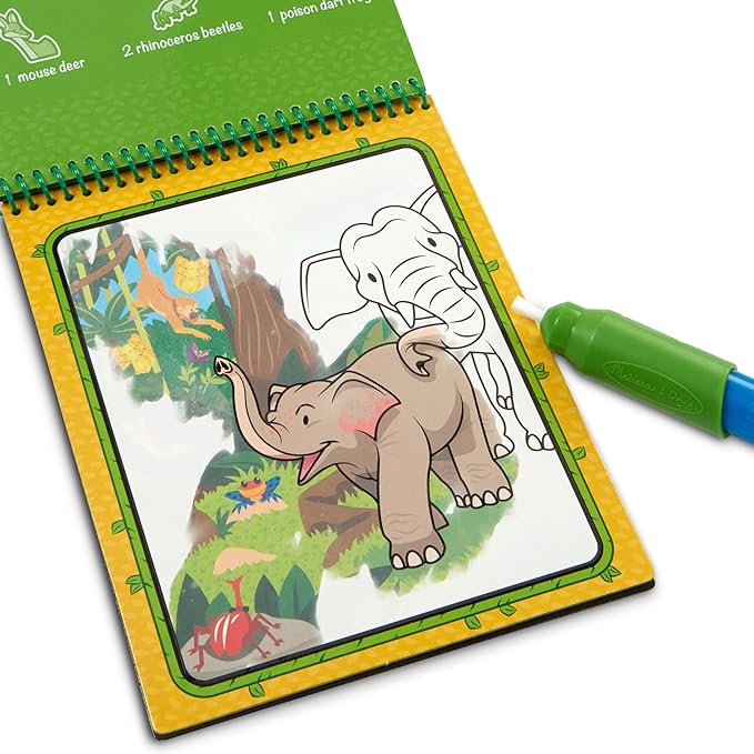 Melissa & Doug On The Go Water Wow! Reusable Color with Water Activity Pad 3-Pack, Jungle, Under The Sea, Adventure, Chunky-Size Water Pens