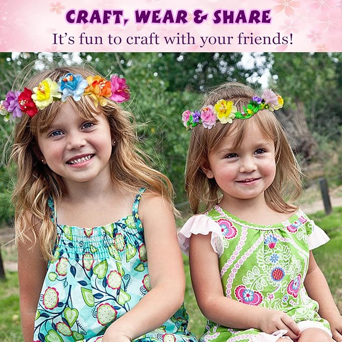 WUBOMJIO Make Your Own Flower Crown Crafting Kit(Mini Plum Blossom Theme)| 130+Piece Set for Endless Creativity | Gift for Creative Girls/Teen/Women
