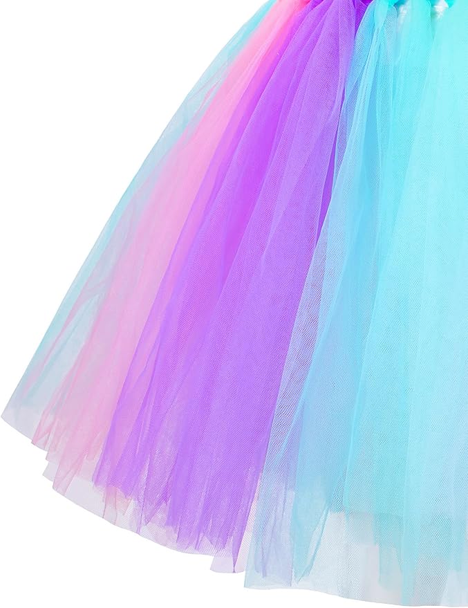 Sequin Unicorn Costume Tutu for Girls Halloween Birthday Party Dress Up with Accessories 2-9 Years