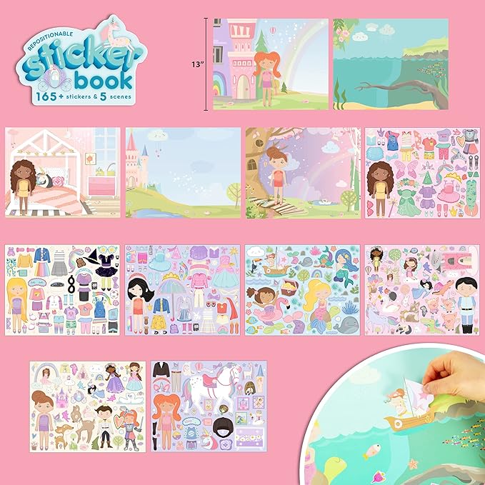 Made By Me Repositionable Sticker Book Bundle Pack, 4-in-1 Sticker Books, Includes Over 770 Removable Stickers & 4 Different Themes, Great for Travel, Road Trips, Sticker Set for Ages 4, 5, 6, 7,
