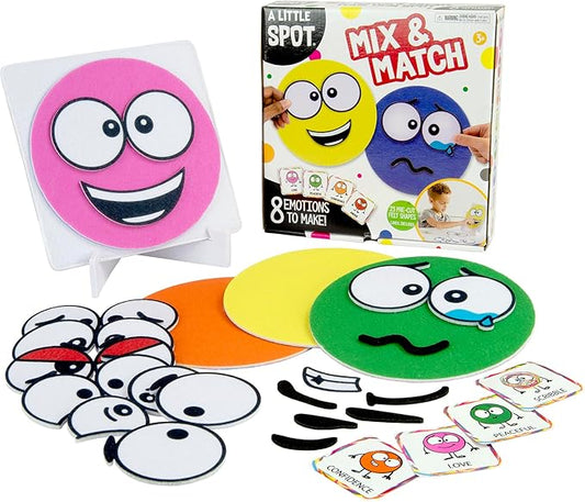 TOMY A Little Spot Mix and Match Kids' Craft Kit - Social Emotional Learning Activities - Sensory Play with Soft Felt Emotion Spots, Double-Sided Cards, and Easel - Based On The Books by Diane Alber