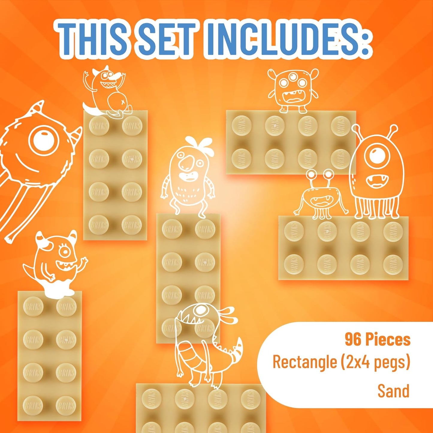 Strictly Briks Classic Bricks Starter Kit, Sand, 96 Pieces, 2x4 Studs, Building Creative Play Set for Ages 3 and Up, 100% Compatible with All Major Brick Brands