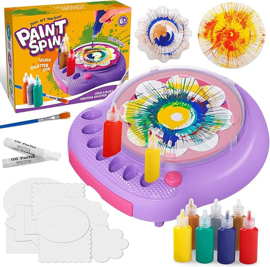 Hewaurorion Paint Spin Art Machine Kit for Kids, Arts & Crafts Painting Spinner Toys Kits Sets for Boys & Girls Ages 6 7 8 9 Year Old Purple