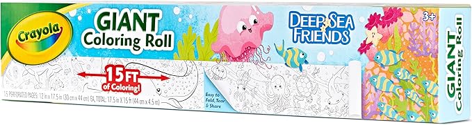 Crayola Giant Coloring Roll, 15 Perforated Ocean Coloring Pages, Gift for Kids, Ages 3, 4, 5, 6
