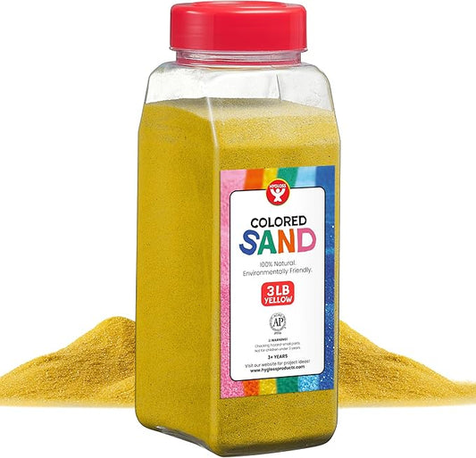 Hygloss Products Colored Play Sand - Assorted Colorful Craft Art Bucket O' Sand, 3 lb, Yellow (29306)