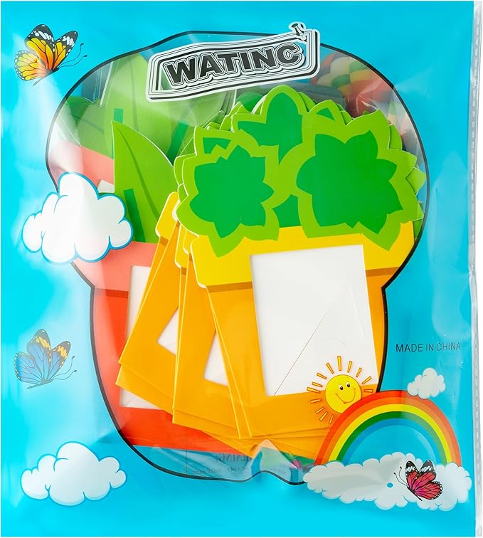 WATINC 96Pcs DIY Mother's Day Craft Kits for Kids, Make Your Own Spring Picture Frames with Stickers Flowers Paper, Spring Seasonal Gifts Craft Decor, Classroom Activities Supplies for Boys and Girls