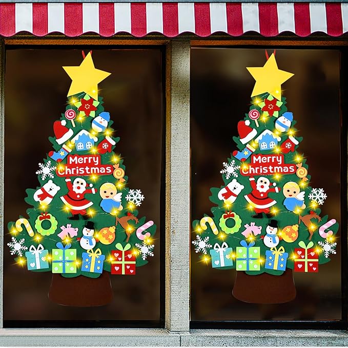 Felt Christmas Tree - 3.4 FT Christmas Decorations for Toddlers with 30 Pcs Ornaments,DIY Xmas Gifts for Door Wall Hanging Decorations