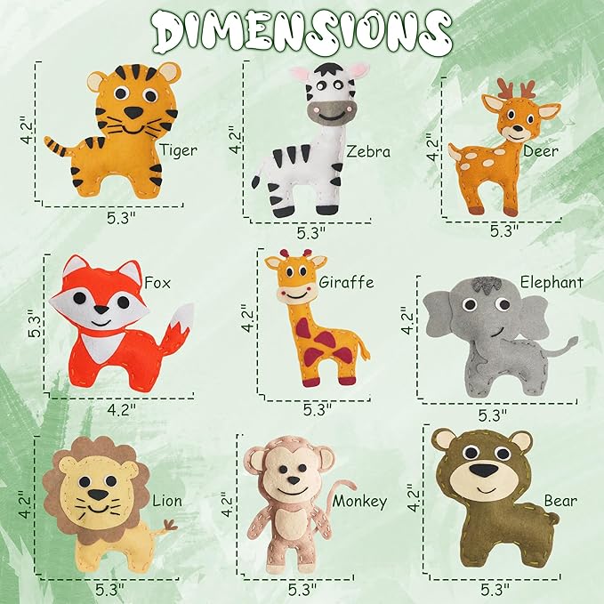 MOMOTOYS Kids Sewing Kit for Kids, Fun & Educational Wild Animals Sew Craft Set for Boys and Girls Ages 8-12, Complete Beginner Sewing Kit with Felt Plushie for Creative DIY Projects