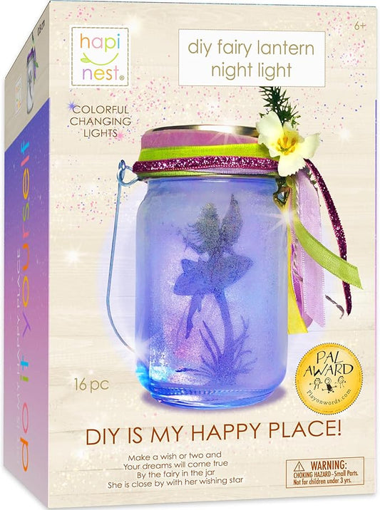Hapinest DIY Fairy Lantern Night Light Kit, Fairy Lantern Craft Kit, Fairy Jar Glitter & Color-Changing Lights, Fairy Craft Arts Fairy Gifts for Girls, Fairy Toys for Girls Age 6-8 8-12 Years Old & Up