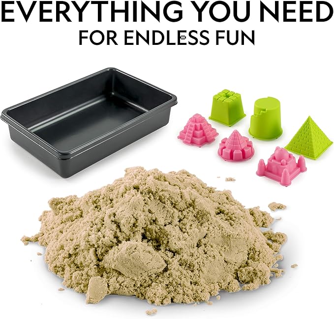 National Geographic Blue Marble Moon Sand - 12 Lbs. of Play Sand with Castle Molds (Natural) - A Fun No Mess Sensory Activity, Kids Fake Sand Play Set, Sensory Bin Filler