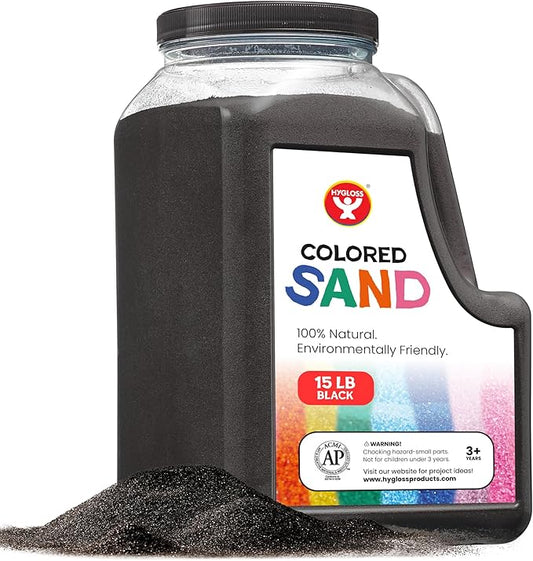 Hygloss Colored Play Sand – 15 lb Black Craft Sand for Sand Art, Christmas Gifts & Decorations, DIY Projects, Classroom Activities, and Plant Décor – Fine, Non-Toxic Sand, Safe for Kids Ages 3+