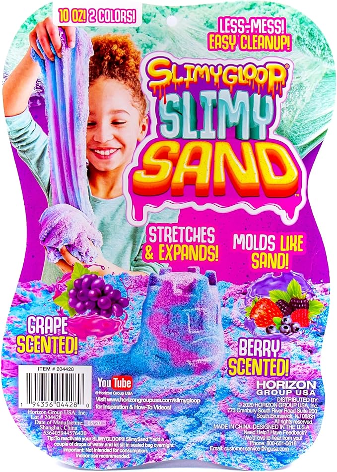 SLIMGLOOP Slimy Sand Twist, 10oz. Blue/Purple Play Sand, 2-in-1 Grape/Berry Scented, Moldable Expandable Sand, Great Sensory Activity for Tactile Fun, Toys for Kids Ages 3, 4, 5, 6, 7