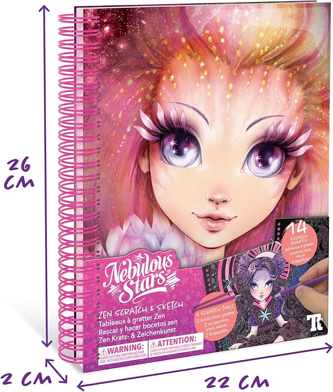 Nebulous Stars Zen Scratch and Sketch – Scratch Art Book for Kids – Perfect No-Mess Creative Craft