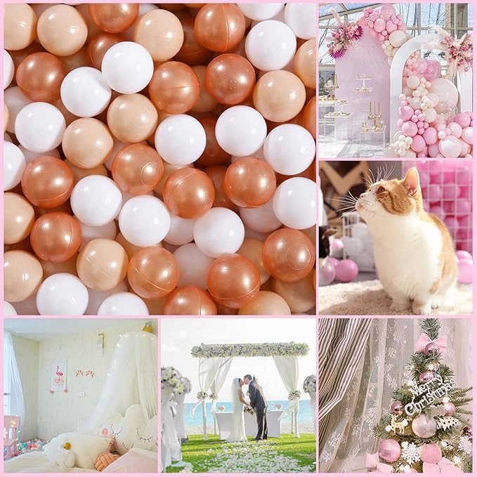 GOGOSO 100pcs Balls for Ball Pit - Plastic Balls Ocean Ball for Toddlers 1-3, 2.2inch Ball Pit Balls with Storage Bag, Pearl Coffee+Beige+White