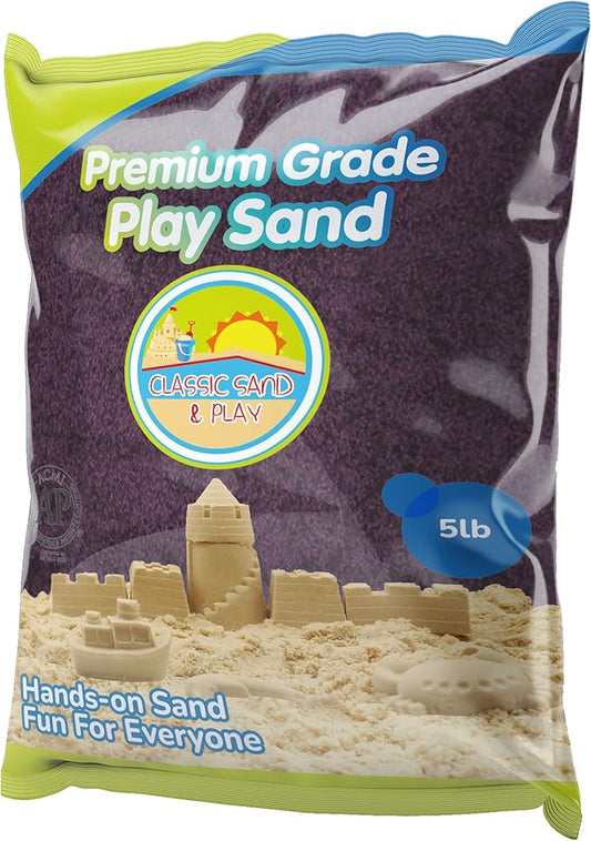 Classic Sand and Play Purple Colored Play Sand, 5 lb. Bag, Natural and Non-Toxic, Fun Wet and Dry Indoor and Outdoor, Sandbox, Therapy, and Table Use, Building, Stimulate Sensory Needs
