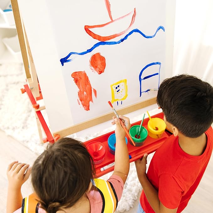 Melissa & Doug Easel Accessory Set - Paint, Cups, Brushes, Chalk, Paper, Dry-Erase Marker