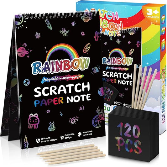 Scratch Art for Kids Rainbow Scratch Paper, Christmas Gifts for Children 130 Sheets Children's Paper Art Sets, Kids Crafts Art and DIY Paint by Scratch,Children's Christmas Sock Filling Gift