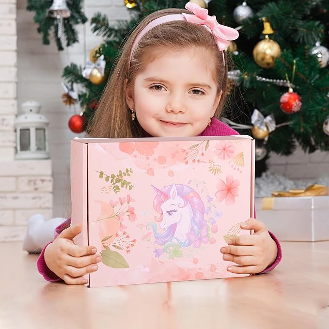 Christmas Unicorn Gifts Set for Girls Kids Toys Birthday Gift Box for Teen Girl, Easter Gifts for Kids Gift Age 6-8 Basket with Stainless Steel Tumbler/Crossbody Bag/Unicorn Headband