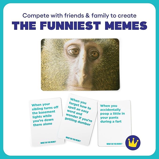WHAT DO YOU MEME? Family Edition by Relatable, Now with Refreshed Content - Kids Games 8+, Family Games for Kids and Adults, The TikTok Viral Sensation, Includes 300 Caption Cards, 108 Photo Cards