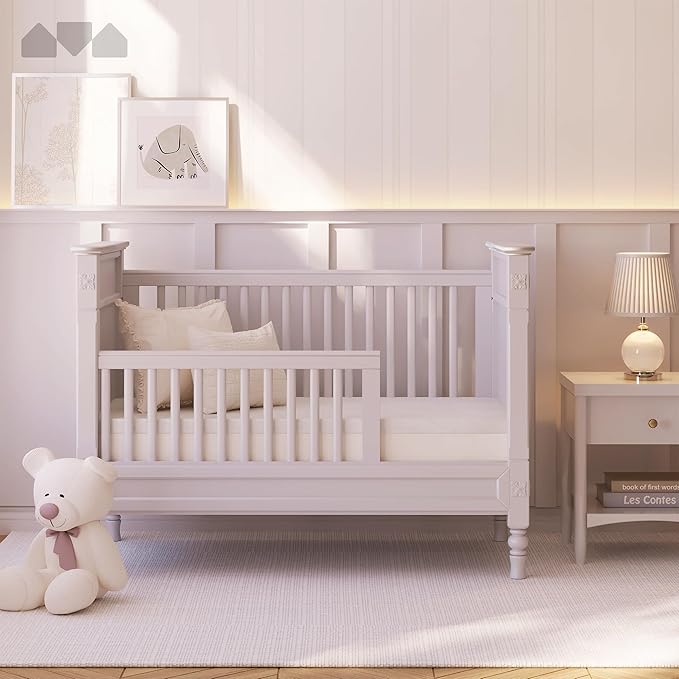 Milliard 2-Inch Ventilated Memory Foam Crib and Toddler Bed Mattress Topper with Removable Waterproof 65-Percent Cotton Non-Slip Cover - 52" x 27" x 2" White