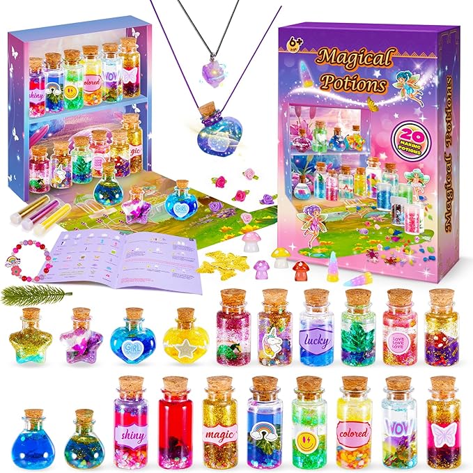 Potions Craft Kit for Kids - Magic Mix Kit 20 Bottles, Halloween Party Decorations,Gift for Christma, Birthday, Creative Art Craft Kit for Girls Boys 6 7 8 9 10 Year Old