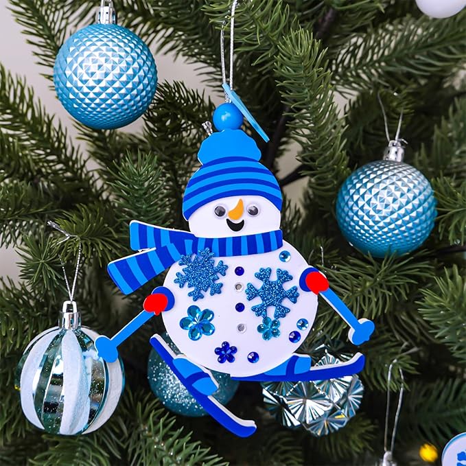 Winlyn 24 Sets Winter Craft Kits Christmas Crafts DIY Winter Holiday Ornaments Decorations Craft Kits Festive Foam Stickers Winter Arts and Crafts for Kids Home Classroom Art Activities Party Favors