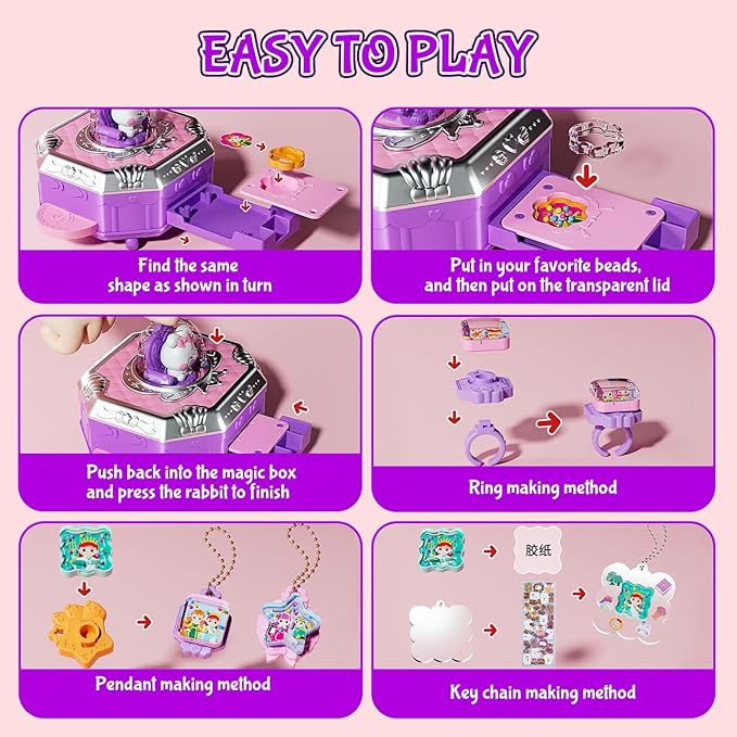 Jewelry Toys for Girls, 153Pcs Toddler Girls DIY Toy Rabbit Jewelry Making Kit for 4 5 6 7 8 Years Old, Arts and Crafts Supplies for Kids，Play Jewelry Princess Toys for Dress Up, Easter Birthday Gifts