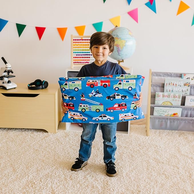 Wildkin Kids Nap Mat Cover for Boys & Girls, Sewn-in Flap Design Rest Mat Cover, Perfect for Preschool and Daycare, Fits Our Vinyl Nap Mat up to 1.5 Inches Including Basic Sleep Mat (Heroes)