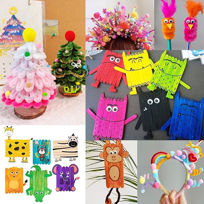 FunzBo 2000Pcs+ Arts & Crafts Supplies Kits for Kids,St Patricks Day DIY Craft Supplies for Toddlers DIY Art Supply Tools Set Include Pipe Cleaners,Pom Poms,Feather for Crafts,Crafts for kids Ages 4-8
