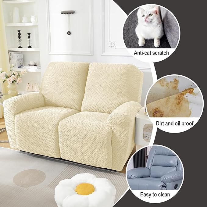 NORTHERN BROTHERS Recliner Chair Covers, Loveseat Chair Covers, Covers for Reclining Chairs, Recliner Couch Cover 2 Seat, Beige