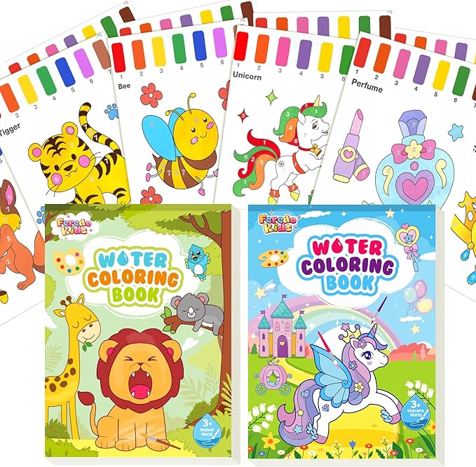 FEREDO KIDS Watercolor Paint Sets for Kid: 2 Pack Water Painting Coloring Book for Toddlers 4-8 Years Old, No Mess Arts and Crafts Drawing Paper Kits for Boys Girls Birthday Gift