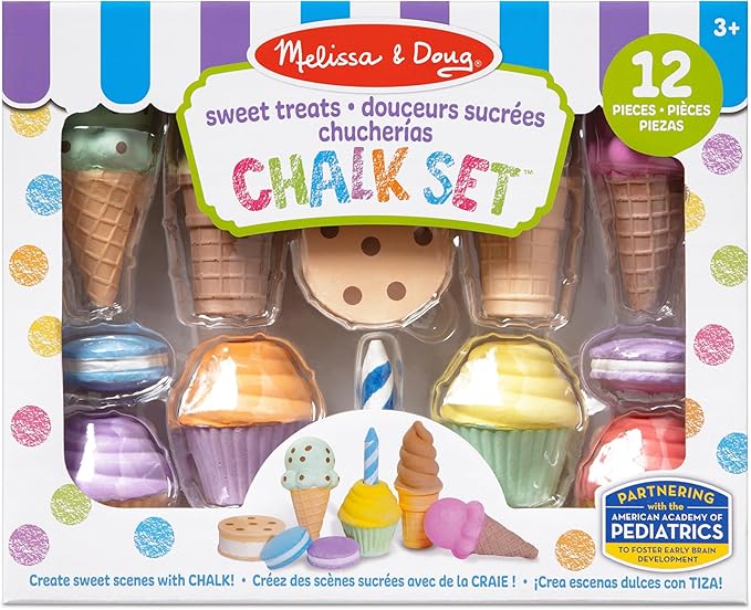 Melissa & Doug Ice Cream & Cake Chalk Set - Arts And Crafts For Kids, Sidewalk Chalk For Kids Ages 3+