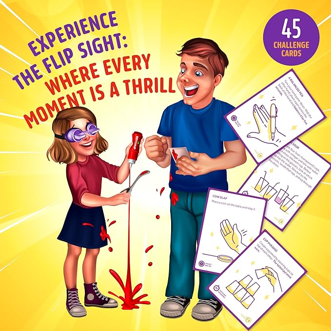 Upside Down Goggles Challenge FlipSight Family Game for Kids and Adults - Kid Games for Boys & Girls 8-12 - Gifts for 9 Year Old Boy - Fun Stuff - Funny Cool Family Night Party - Teen Toys for Kids