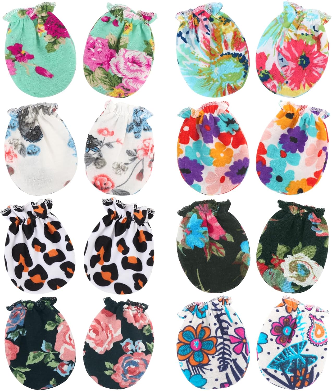 BQUBO Newborn Infant Toddler Mittens No Scratch Cotton Elastic Wrist Gloves Hypoallergenic for 0-6 Months Baby Boys Girls