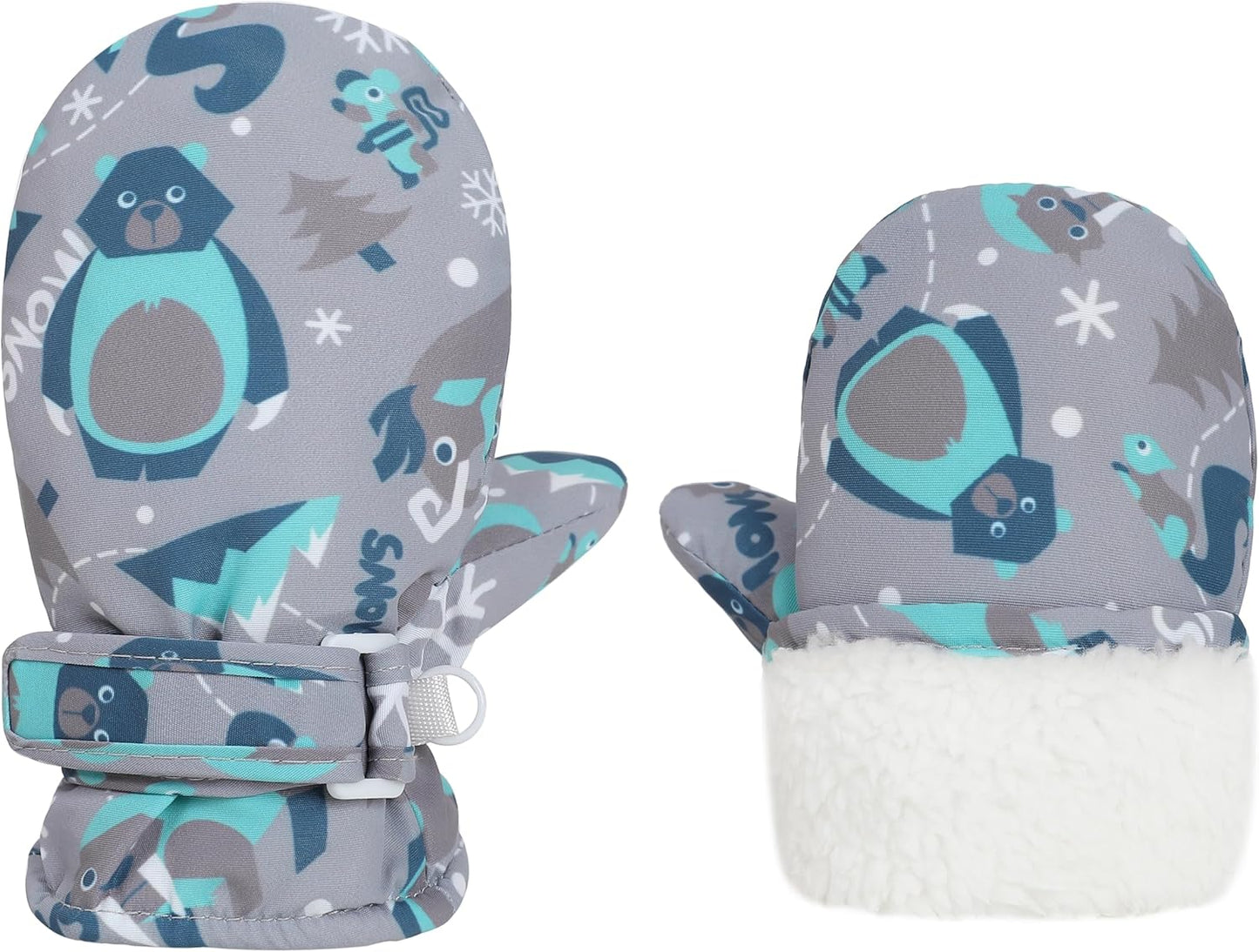 Toddler Gloves Kids Mittens Winter Warm Lined Fleece Gloves Waterproof Snow Baby Mitten for Boys Girls