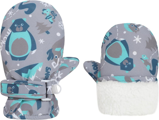 Toddler Gloves Kids Mittens Winter Warm Lined Fleece Gloves Waterproof Snow Baby Mitten for Boys Girls