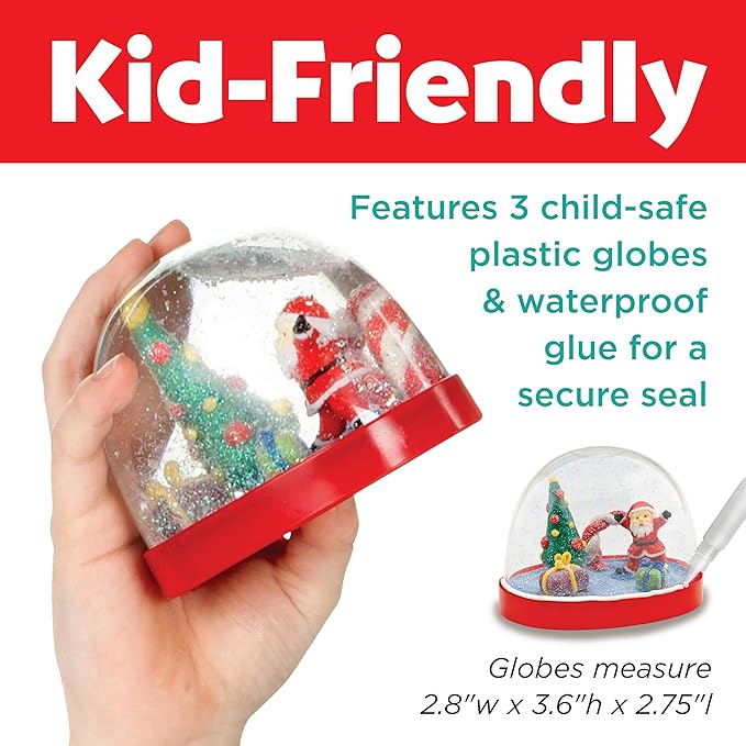 Creativity for Kids Make Your Own Holiday Snow Globes - Holiday Crafts for Kids, Create 3 DIY Snow Globes, Christmas Activities for Kids Ages 6-8+