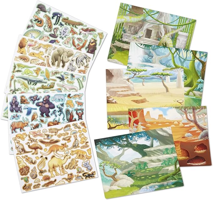 Melissa & Doug Reusable Sticker Pad Bundle - Jungle, Farm & Under the Sea - Art Activities For Kids, Restickable Stickers, Arts And Crafts For Kids Ages 3+