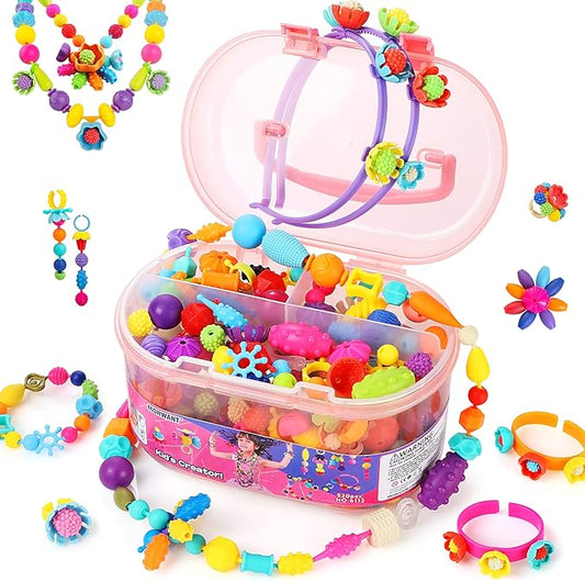 Pop Beads, Jewelry Making Kit for Girls, Art and Craft Toys Gift, DIY Bracelets Necklace Hairband and Rings Creativity Set for Kids Age 3 4 5 6 7 8 Year Old