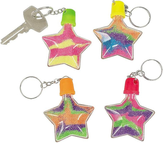 Star Sand Art Bottle Key Chains - Set of 12 - DIY Crafts for Kids and Fun Home Activities