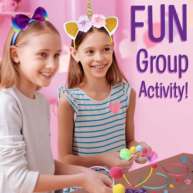 B Me Headband Making Kit for Girls - DIY 16 Unique Girls Hair Accessories with 60+ Craft Supplies - Arts & Crafts Gifts for Girls Ages 5-12