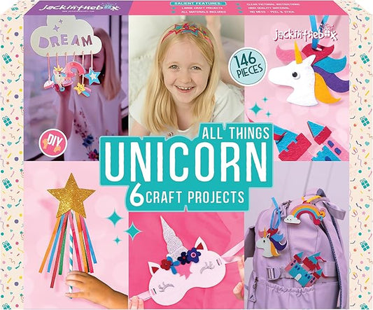 jackinthebox Unicorn Crafts for Kids Ages 5-8, 6-in-1 Unicorn Gifts for Kids, Unicorn Craft Kit, Unicorn Toys, Unicorn Arts and Crafts for kids Aged 5 6 7 8 Years
